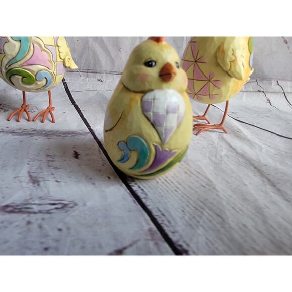 Jim Shore Chickens Easter Spring Chick Egg Heartwood Creek Edition Set 3 Chicks - Picture 12 of 13